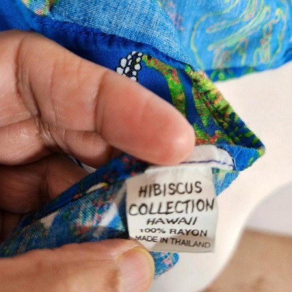 Hibiscus Collection Hawaii Scarf‎ Tropical Floral Blue Green White - Picture 8 of 9